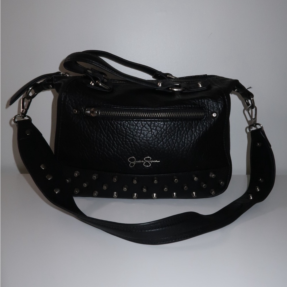 jessica simpson black studded shoulder bag